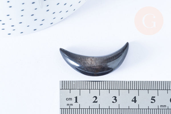 Pendentif Lune corne noire naturelle 47x10mm, pendentif lune en corne naturelle noire, piercing écarteur corne naturelle x1 - G6486