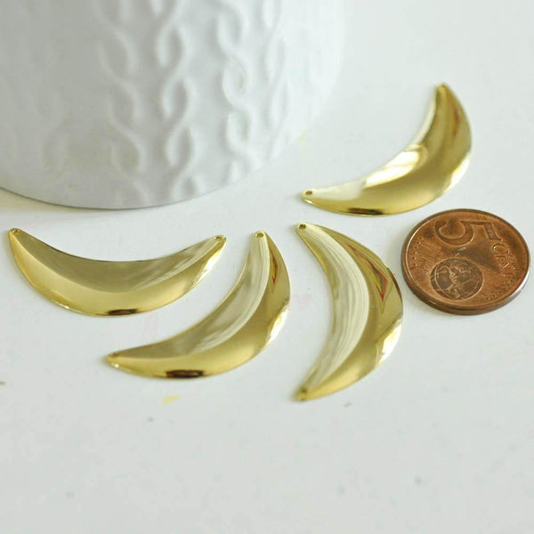Pendentif Lune doré 16K, fournitures créatives,Breloque croissant de lune,16K or plaqué, création bijoux, 36x17mm-G1717