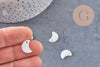 Pendentif Lune nacre blanche naturelle, pendentif lune,bijou nacre,coquillage blanc, création bijoux, 13mm, X10 (G0905)