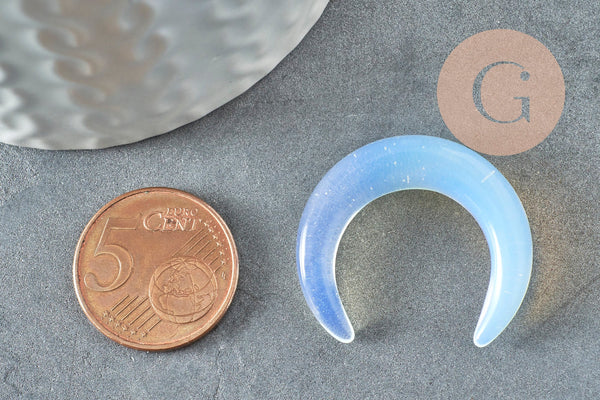 Pendentif Lune opalite, Pendentif bijoux, pendentif pierre, création collier, pierre,opalite, pierre non percee, 30mm, x1 (G1304)