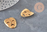Colgante Máscara de carnaval teatro latón crudo 25mm, x1 (G10164)