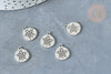 Pendentif Médaille fleur acier 304 inoxydable platine 13,5mm, x1 (G8012)