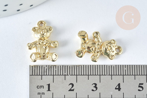 Pendentif Ourson zamac doré clair 20.5mm, x1 (G7414)