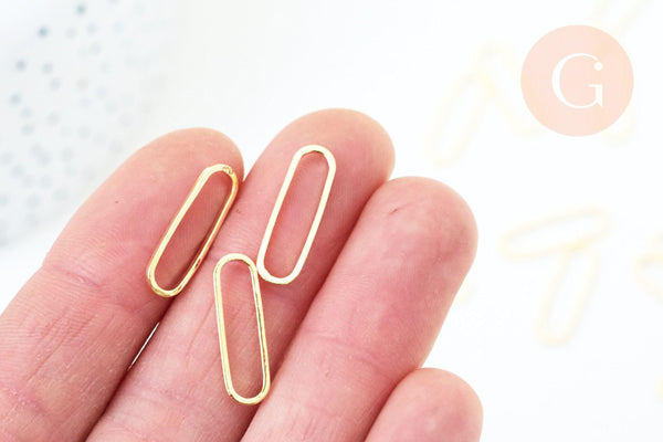 Pendentif Oval connecteur laiton doré 18K 20mm, x5 (G5988)