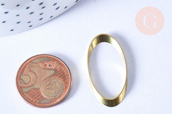 Pendentif Ovale laiton brut 28mm, fournitures bijoux laiton brut , x1 (G6512)