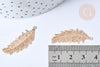 Pendentif Plume laiton doré 33,5mm, breloque laiton doré, x2 (G7789)