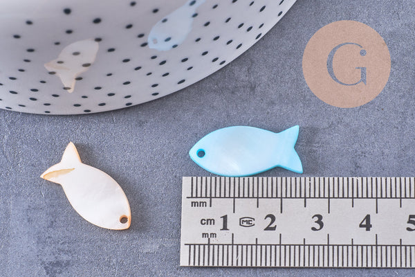 Pendentif Poissons nacre multicolore 19-24mm, x5 (G10630)