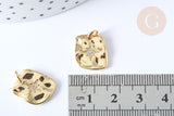 Pendentif Rectangle ondulé en laiton doré zircon blanc 15mm, Pendentif doré, x1 G7865