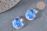 Pendentif Renard Verre irisé 18mm, pendentif animal cristal, x2 (G6929)