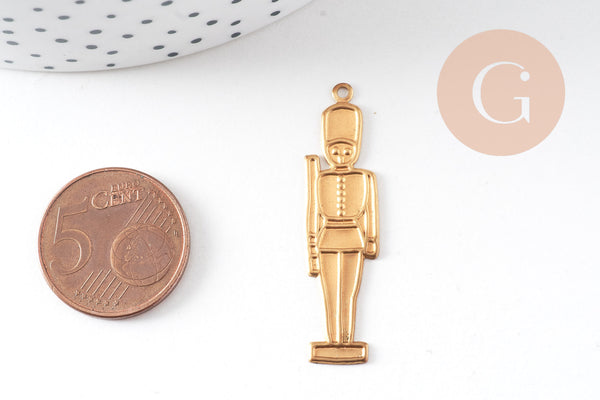 Pendentif Soldat Anglais en laiton brut 40mm, x1 (G7517)