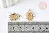 Pendentif Soleil pour cabochon ovale acier 304 inoxydable doré 18mm , x1 (G8032)