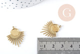 Pendentif Support cabochon soleil acier 304 inoxydable doré 25.5mm, x1 (G8933)
