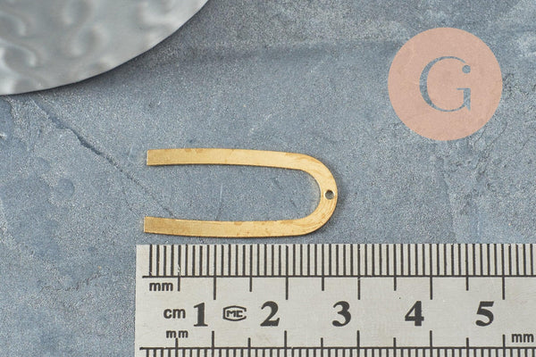 Pendentif U laiton brut 1 trou 27mm,pendentif géométriques création bijoux, x5 (G3240)