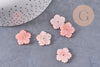 Pendentif acétate fleur rose paillettes,perles plastique,bijou fleur plastique, 20mm x5 (G4013)