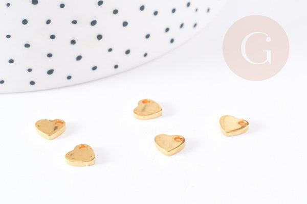 Pendentif acier 201 inoxydable dore cœur 6mm, x5 (G6246)