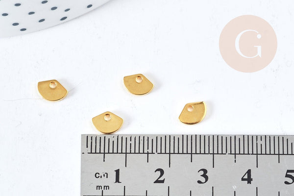 Pendentif acier 201 inoxydable dore éventail 7.5mm, x5 (G8820)