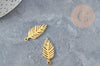 Pendentif acier 201 inoxydable doré feuille 25mm ,breloque acier inoxydable pour création bijoux, x1 (G5728)