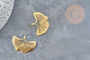 Pendentif acier 201 inoxydable doré feuille gingko 23mm,breloque acier inoxydable sans nickel, x1 (G6129)