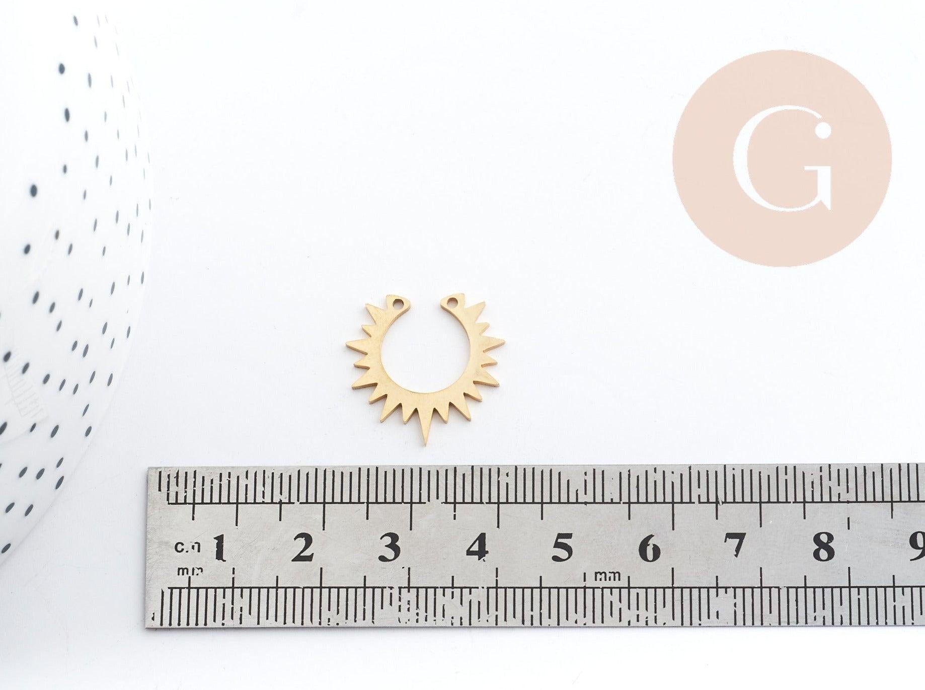 Pendentif acier 201 inoxydable doré soleil 19.5mm, x1 (G6149)