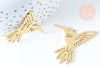 Pendentif acier doré 18K oiseau colibri 39.5mm, x1 (G6335)
