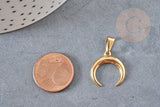 Pendentif acier doré croissant lune,breloque doré, acier chirurgical,acier doré, pendentif sans nickel, 19mm, x1 (G4840)