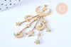 Pendentif acier doré lunes et étoiles 53mm, breloque doré, acier inoxydable doré, pendentif sans nickel, x1 G6385