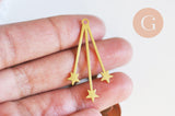 Pendentif acier doré pluie étoiles 41mm, breloque doré, acier inoxydable doré, pendentif sans nickel, x1 (G10577)