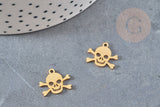 Pendentif acier doré tête de mort 12mm, breloque doré, acier inoxydable doré, pendentif sans nickel, x1 G5726