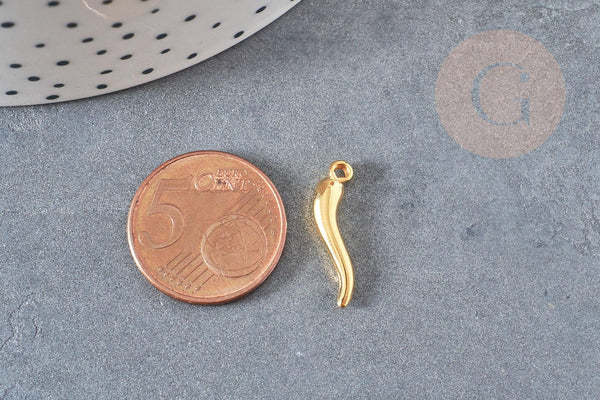 Pendentif acier inoxydable 304 doré piment 15mm, breloque doré acier pour création bijoux, x2 (G1982)