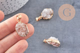 Pendentif agate blanche druzy, pendentif pierre, support doré, pierre naturelle,30mm, x1 (G1482)