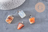 Pendentif agate naturelle support acier inoxydable platine 35mm,Pendentif bijoux pierre naturelle, x1 G5160