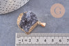 Pendentif agate noire druzy naturelle 30mm, x1 (G2567)