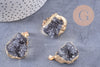 Pendentif agate noire druzy naturelle 30mm, x1 (G2567)