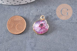 Pendentif agate rose, pendentif pierre, agate naturelle, support doré, création bijoux, pierre naturelle, 17-22mm, x1,G2528