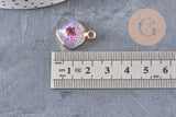 Pendentif agate rose, pendentif pierre, agate naturelle, support doré, création bijoux, pierre naturelle, 17-22mm, x1,G2528