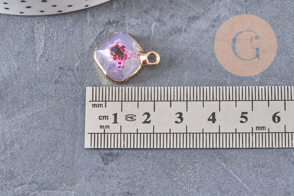 Pendentif agate rose, pendentif pierre, agate naturelle, support doré, création bijoux, pierre naturelle, 17-22mm, x1,G2528