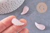 Pendentif aile Quartz Rose, pendentif en pierre naturelle, quartz rose naturel pour création bijoux pierre,24.5mm, x1 (G3203)