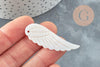 Pendentif aile nacre blanche naturelle,bijou nacre,pendentif aile ange nacre,coquillage blanc, 49mm, x1 G3875