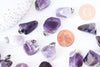 Pendentif améthyste naturelle roulée acier inoxydable platine 15-35mm, x1 (G5532)
