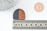 Pendentif arche en bois de noyer résine noir 25.5mm, x2 (G9848)