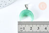 Pendentif aventurine verte lune acier inoxydable 18-19mm, pendentif pierre acier inoxydable, bijou pendentif pierre naturelle, x1 (G6997)