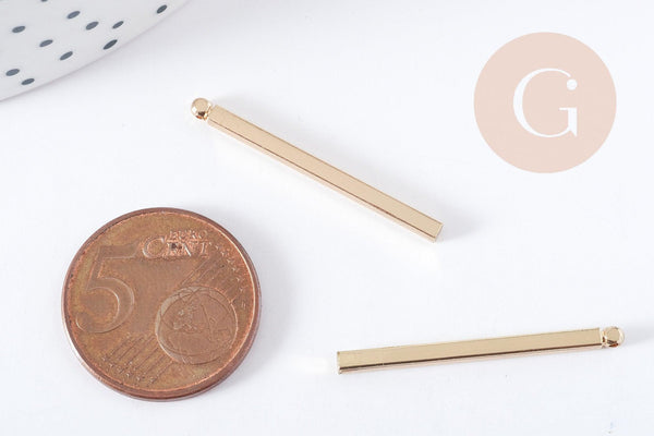 Pendentif barre rectangulaire laiton doré 16K 30mm, x2 (G8320)