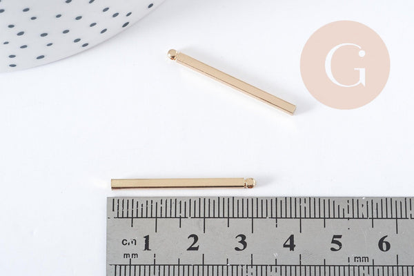 Pendentif barre rectangulaire laiton doré 16K 30mm, x2 (G8320)