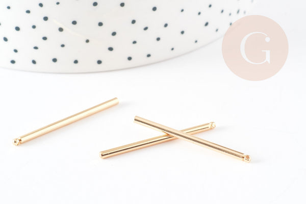 Pendentif barre ronde laiton doré 14K 35mm, x10 (G0043)