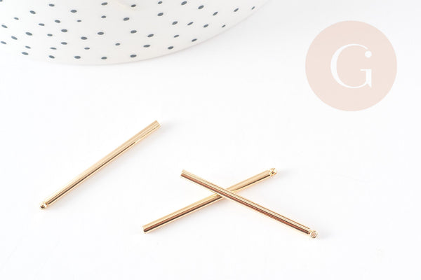 Pendentif barre ronde laiton doré 14K 35mm, x10 (G0043)