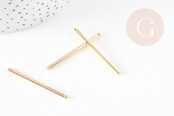 Pendentif barre ronde laiton doré 14K 40mm, x10 (G3380)