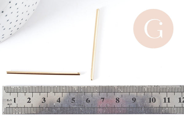 Pendentif barre ronde laiton doré 16K 55mm, x2 (G8923)