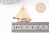 Pendentif bateau laiton brut 36mm, x2 (G10148)