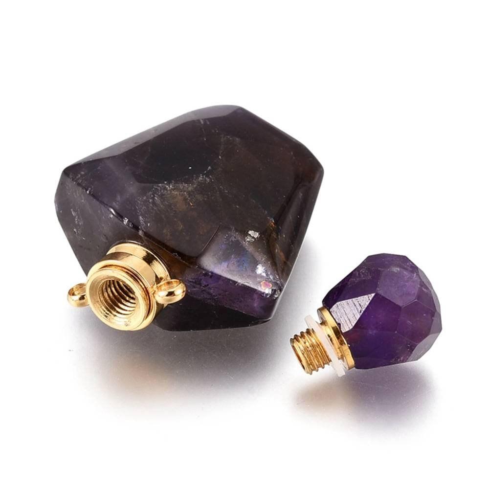 Pendentif bouteille parfum améthyste naturelle 37.5mm, x1 (G3213)