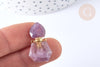 Pendentif bouteille parfum améthyste naturelle acier 304 inoxydable doré 27.5mm, x1 (G3928)